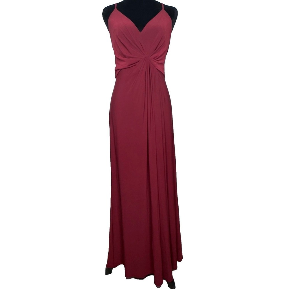 DB Studio Dress Womens Sz 4 Red Gown Maxi Formal Twist Front Evening Prom Y2K